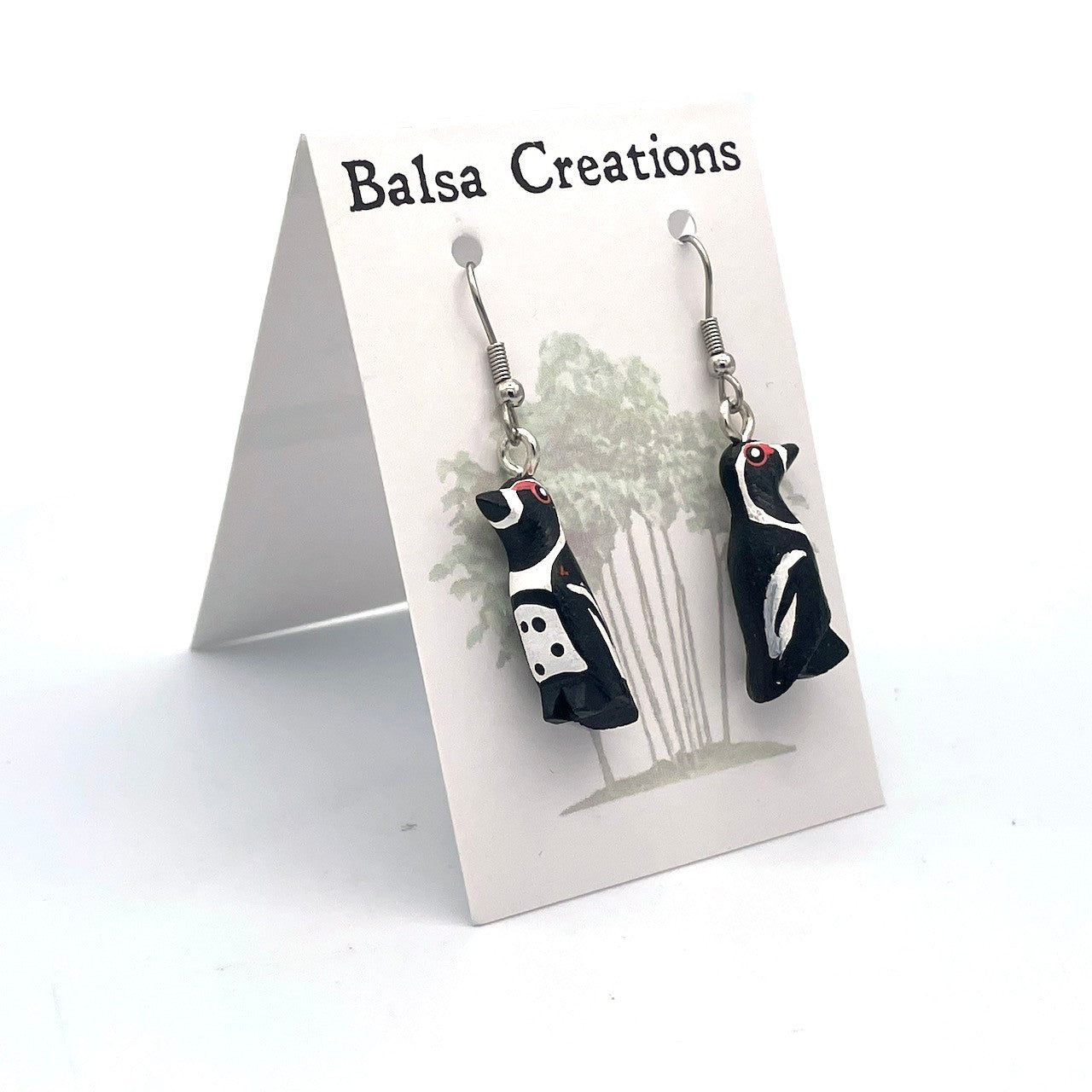 African Penguin Balsa Earrings