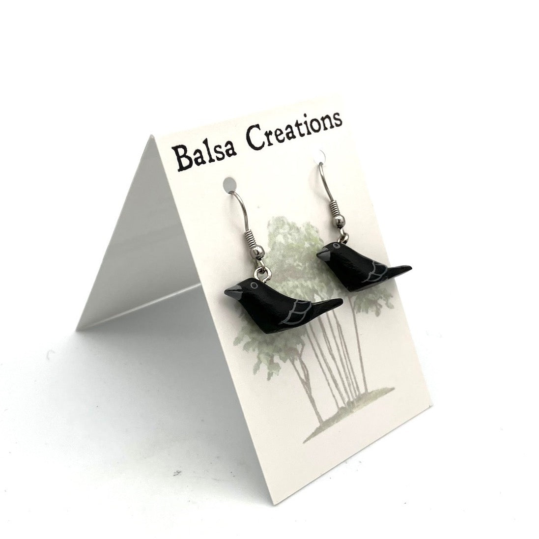 Crow Balsa Earrings