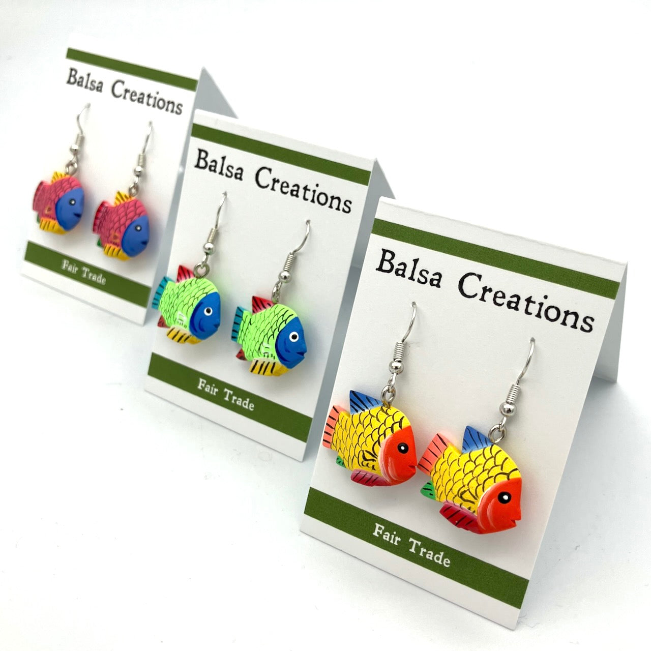 Whimsical Fish Balsa Earrings