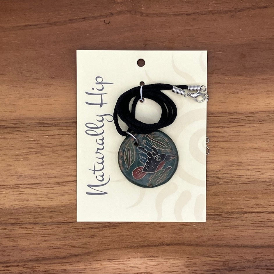 Hummingbird Ceramic Necklace (Green)
