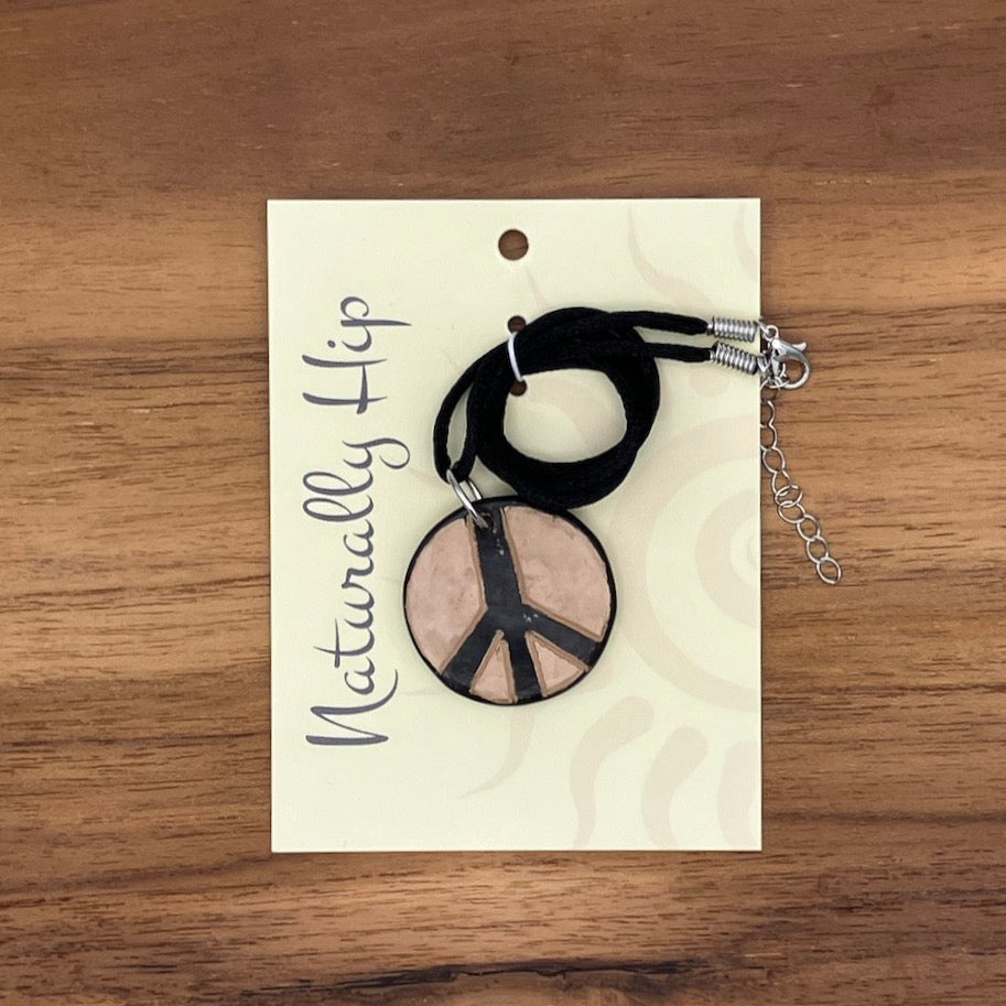 Peace Sign Ceramic Necklace