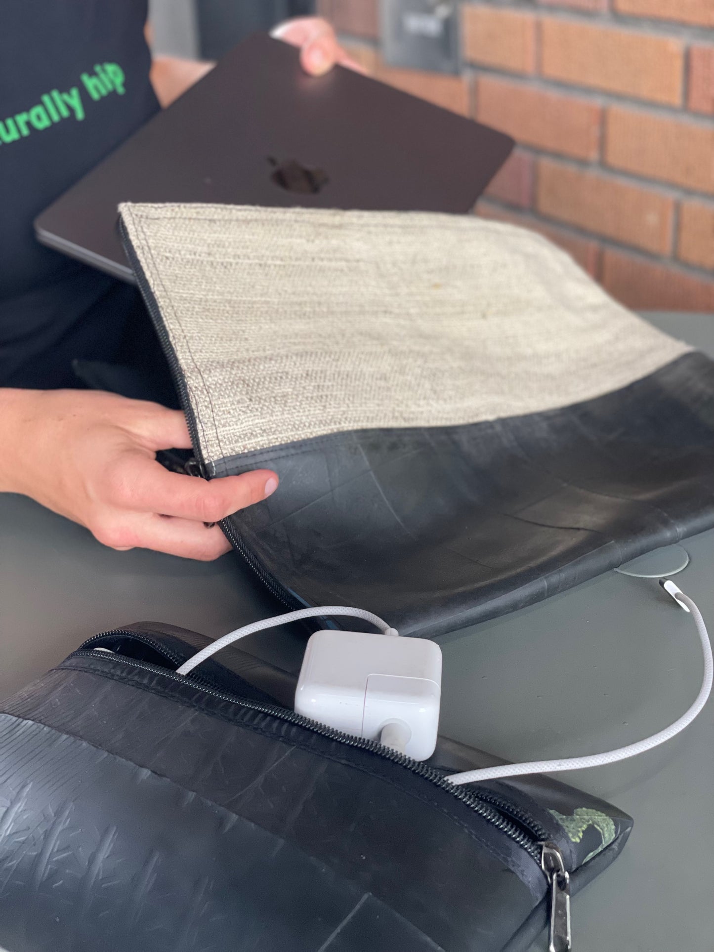 Vegan Recycled Inner Tube and Hemp 16" Laptop Computer Case