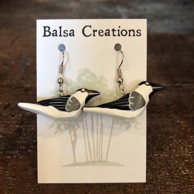 Black-capped Chickadee Balsa Earrings