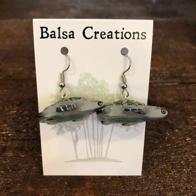 Olive Ridley Turtle Balsa Earrings