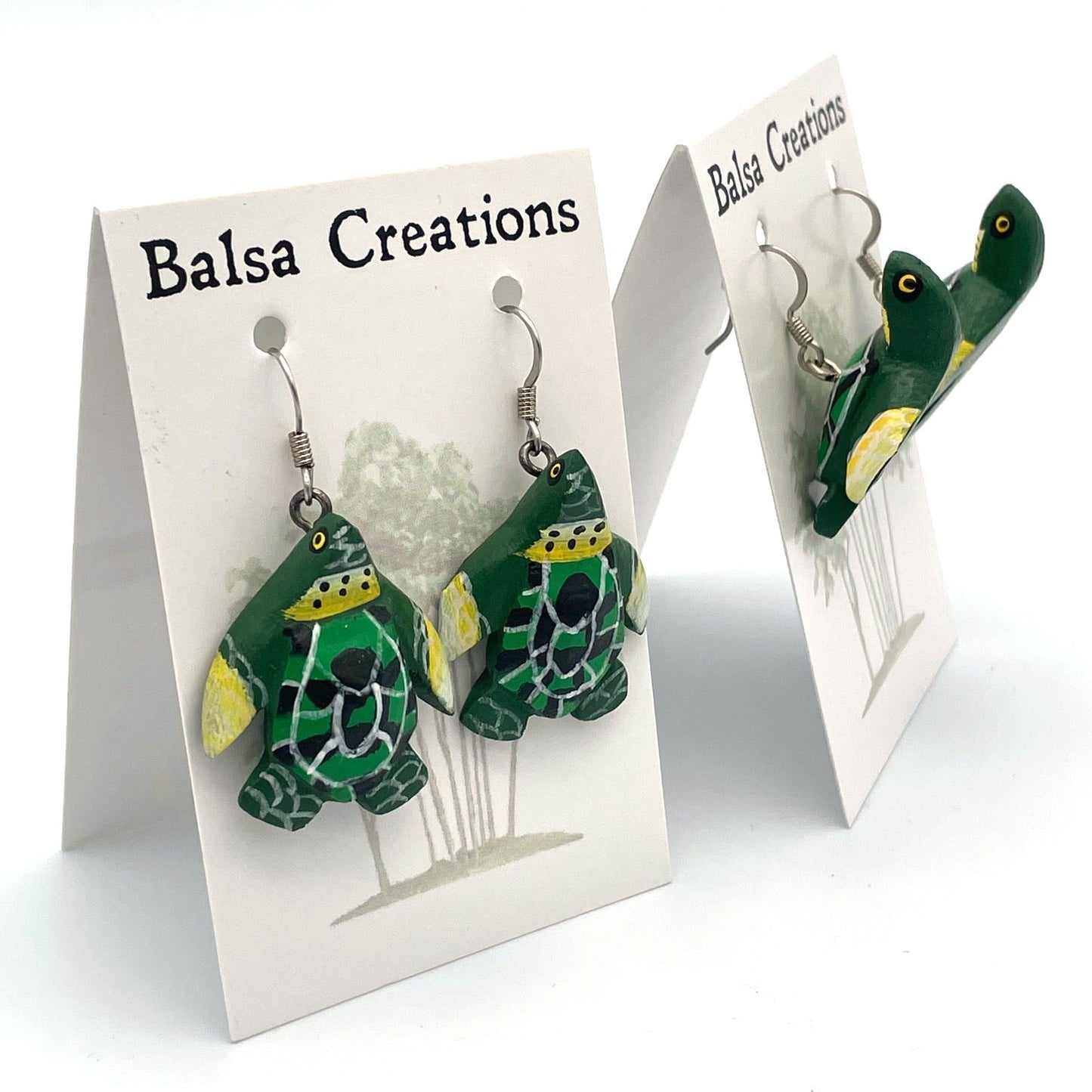 Pacific Sea Turtle Balsa Earrings