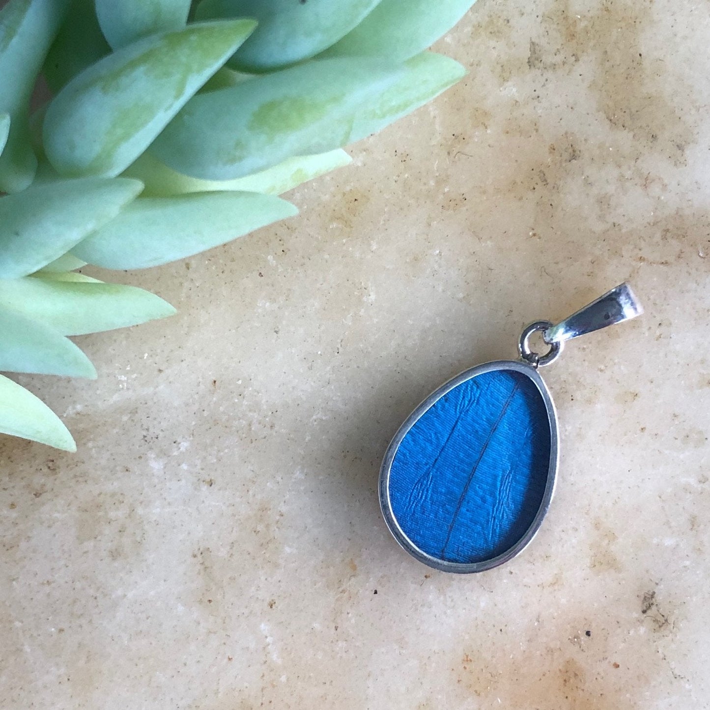 Blue Morpho Butterfly Pendant