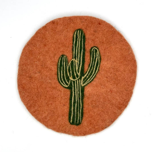 Saguaro Cactus Round Felt Trivet