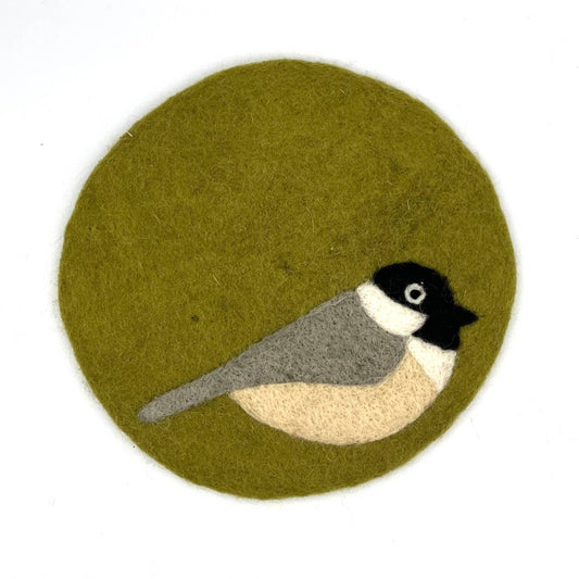 Black-capped Chickadee Round Felt Trivet