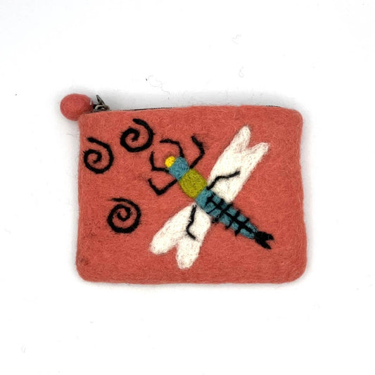 Dragonfly Felt Coin Purse