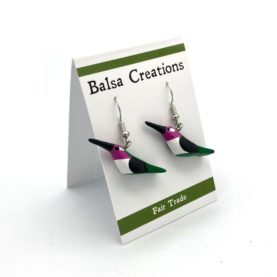 Anna's Hummingbird Balsa Earrings