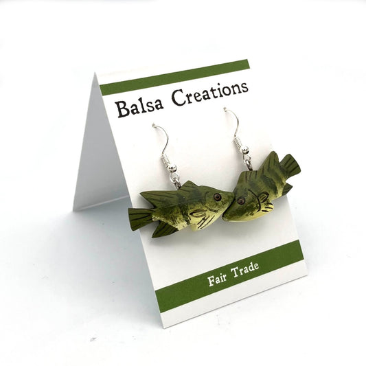 Smallmouth Bass Balsa Earrings