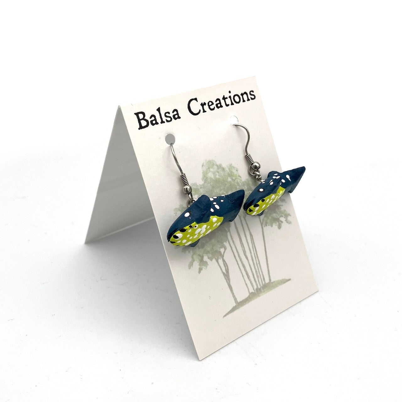 Blue Whale Balsa Earrings