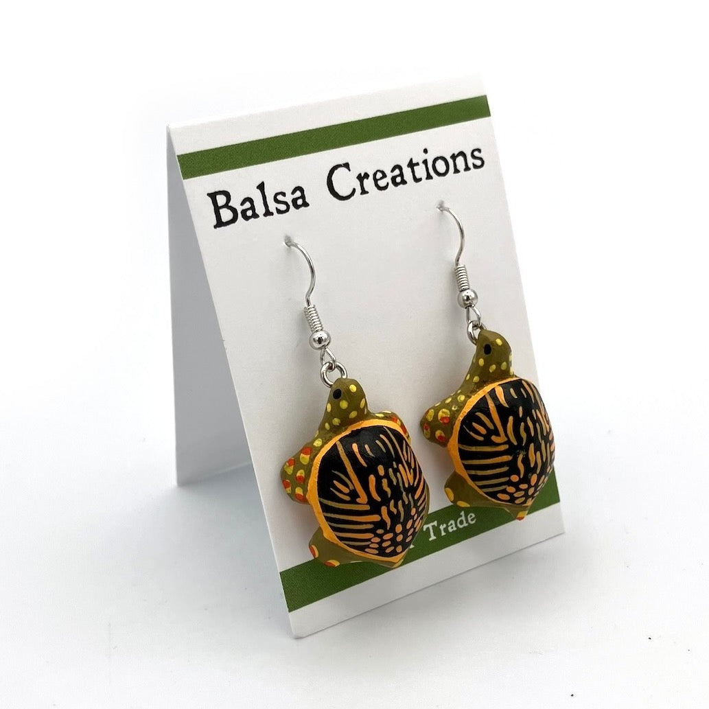 Western Box Turtle Balsa Earrings