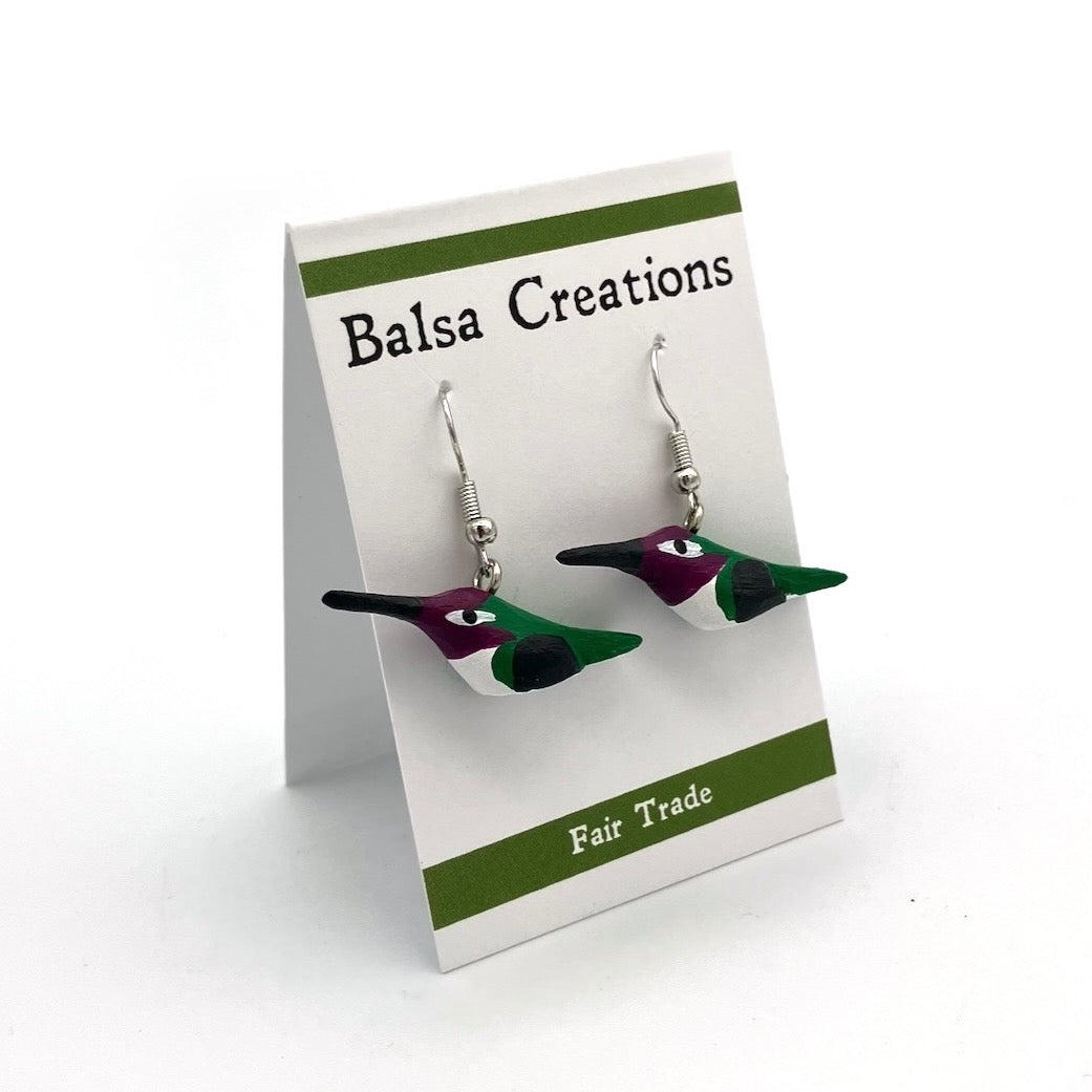 Costa's Hummingbird Balsa Earrings