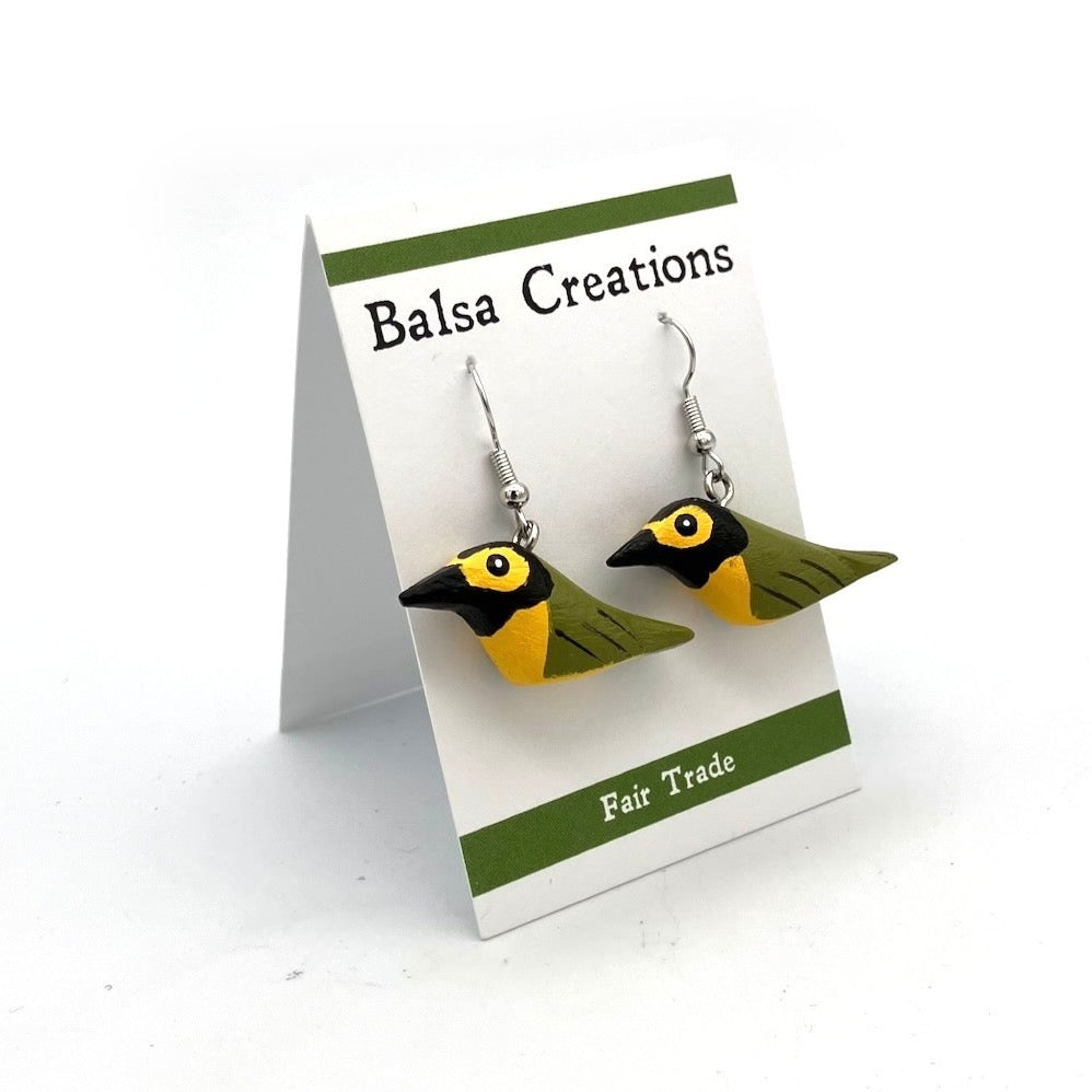 Hooded Warbler Balsa Earrings