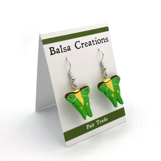 Luna Moth Balsa Earrings