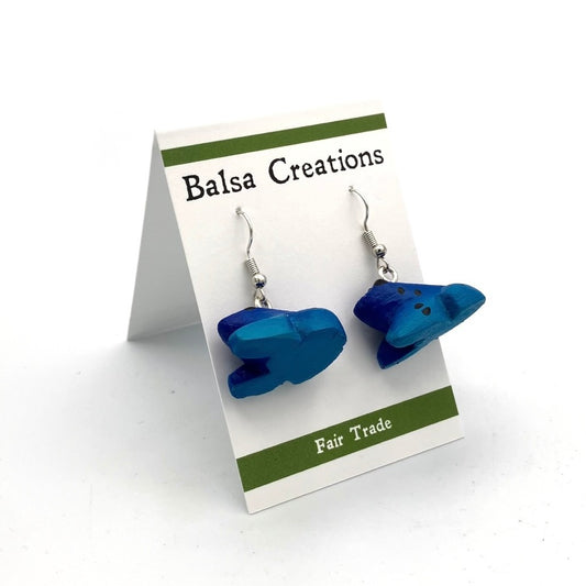 Blue Poison Dart Frog Balsa Earrings