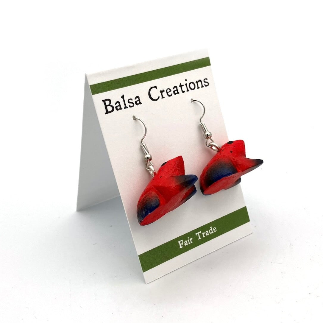 Strawberry Poison Dart Frog Balsa Earrings