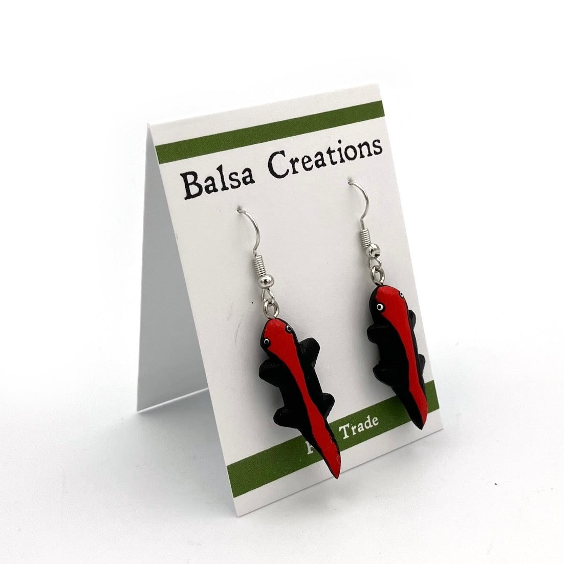 Red-backed Salamander Balsa Earrings