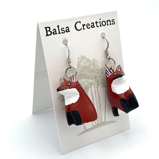 Red Fox Balsa Earrings