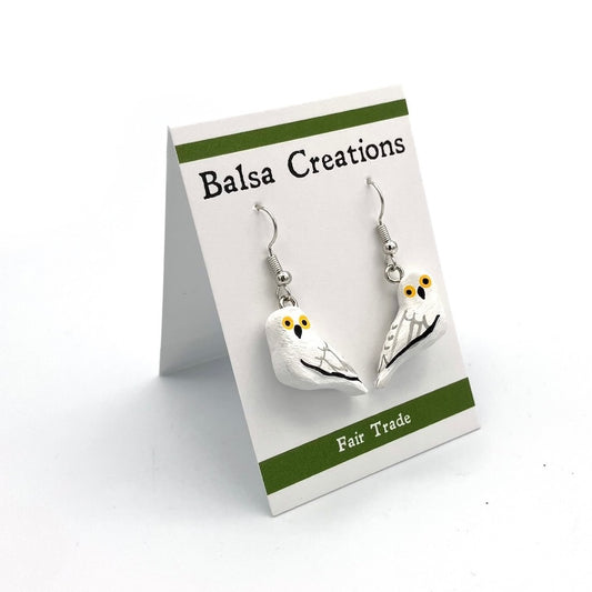 Snowy Owl Balsa Earrings