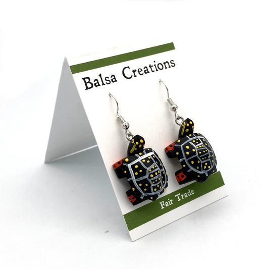 Spotted Turtle Balsa Earrings