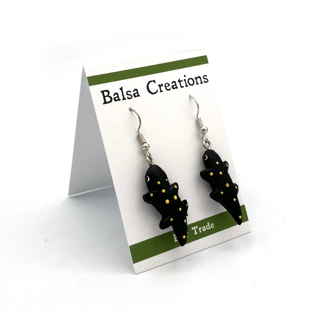 Spotted Salamander Balsa Earrings