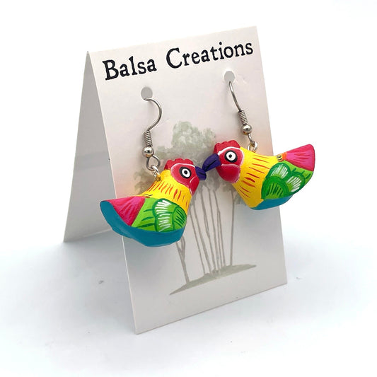 Whimsical Chicken Balsa Earrings