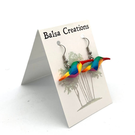 Whimsical Hummingbird Balsa Earrings