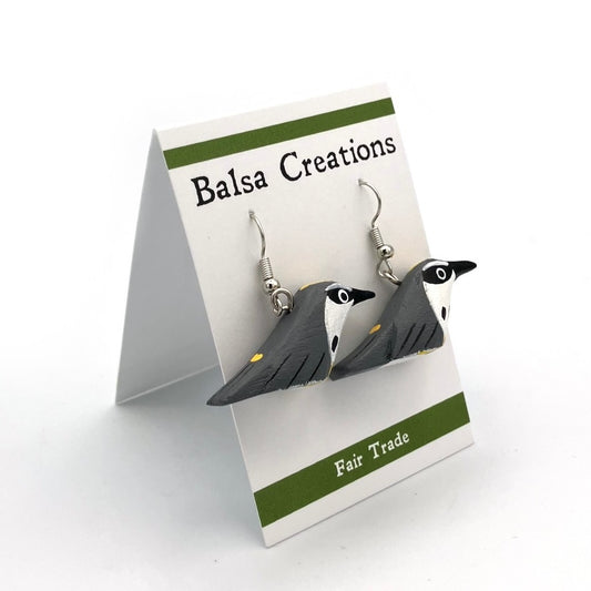 Yellow-rumped Warbler Balsa Earrings