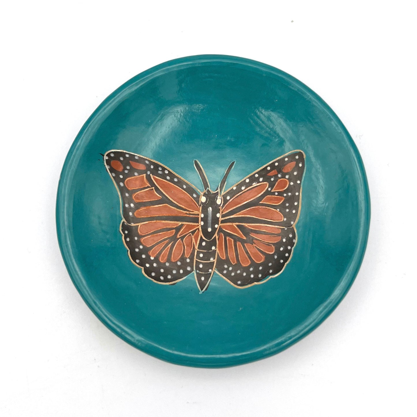 Monarch Butterfly Ceramic Ring Dish (Teal)