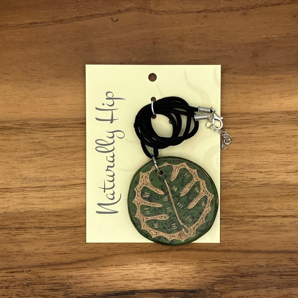 Monstera Leaf Ceramic Necklace