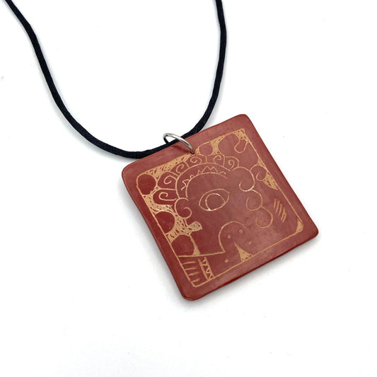 Mayan Symbol Ceramic Necklace