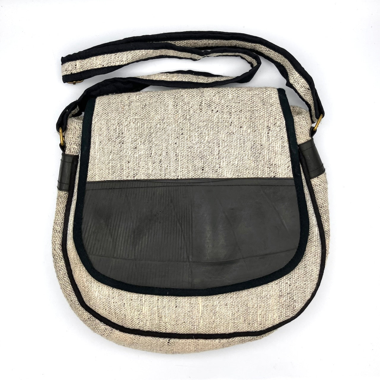 Vegan Recycled Inner Tube and Hemp Saddle Bag
