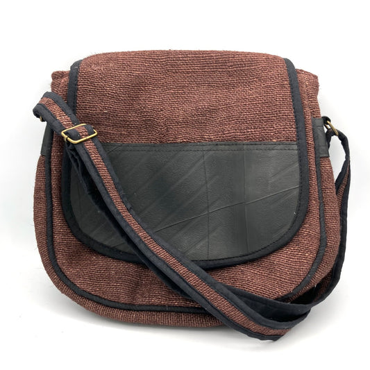 Vegan Recycled Inner Tube and Hemp Saddle Bag