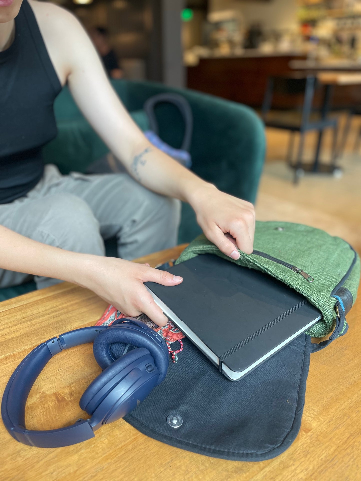 Vegan Recycled Inner Tube and Hemp Saddle Bag