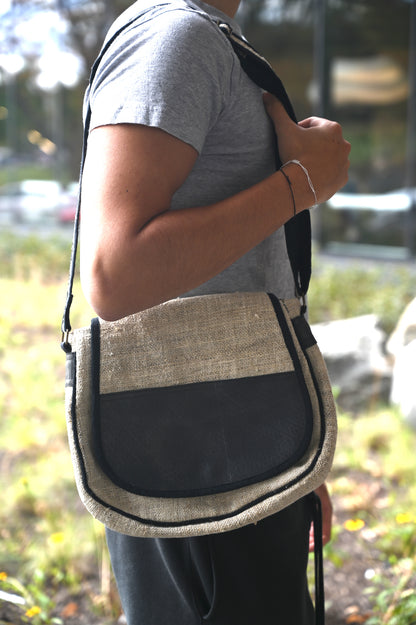Vegan Recycled Inner Tube and Hemp Saddle Bag