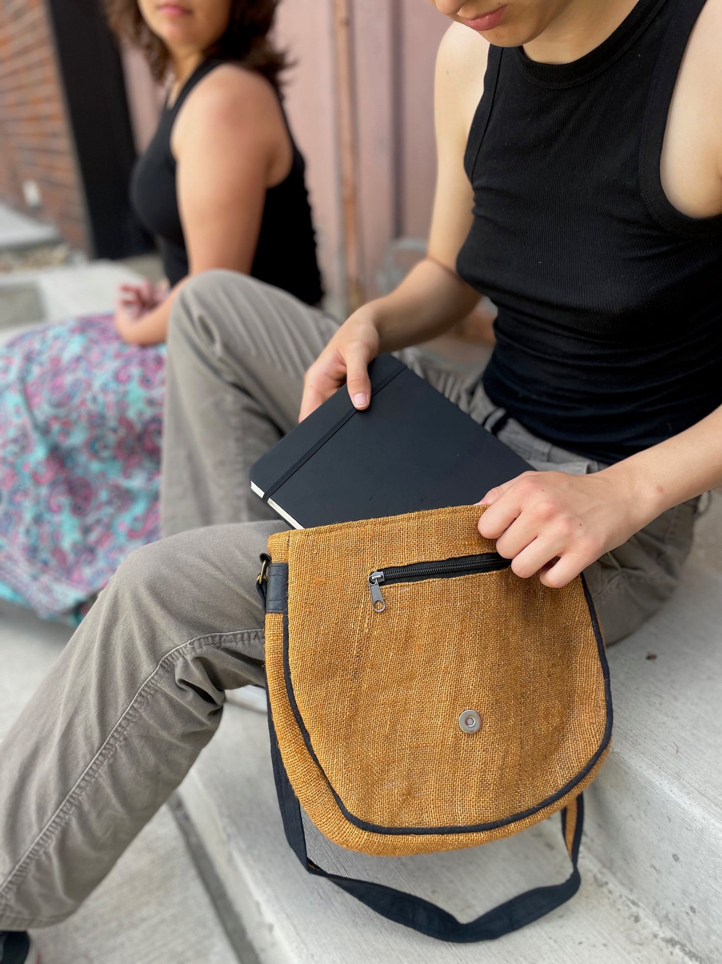 Vegan Recycled Inner Tube and Hemp Saddle Bag