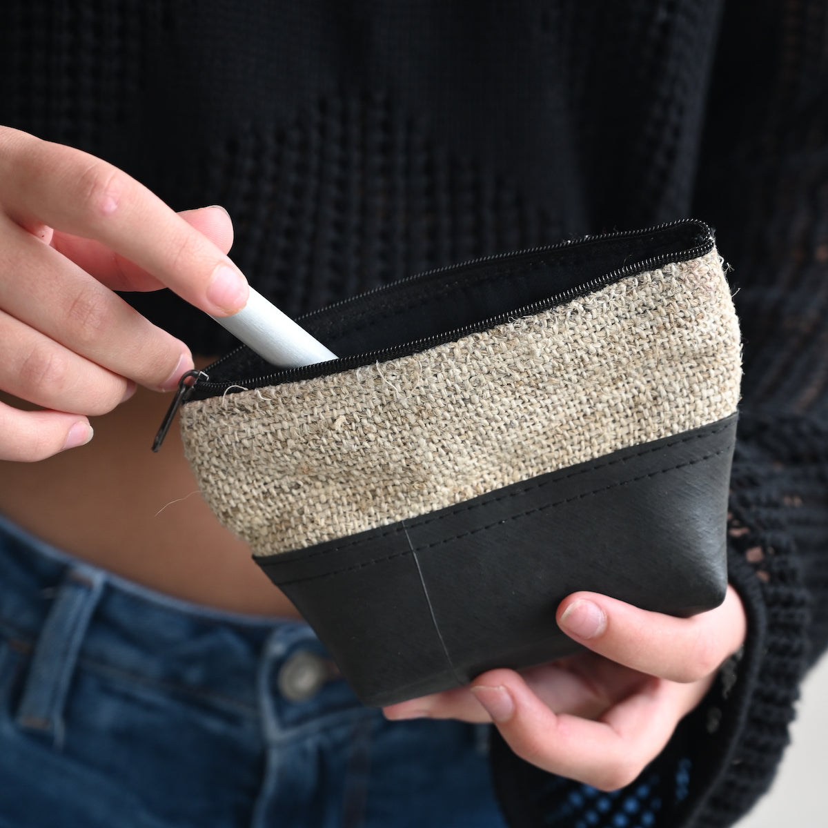 Vegan Recycled Inner Tube and Hemp Pouch
