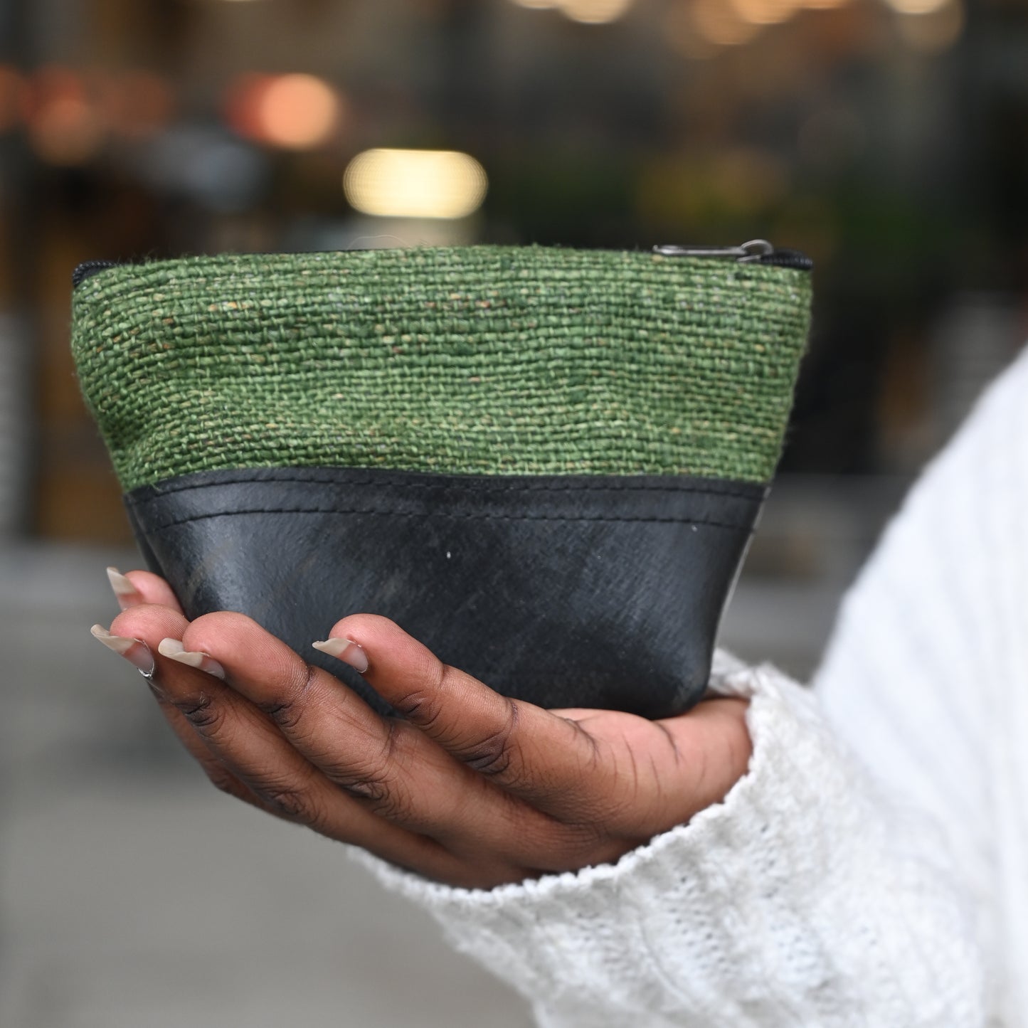 Vegan Recycled Inner Tube and Hemp Pouch