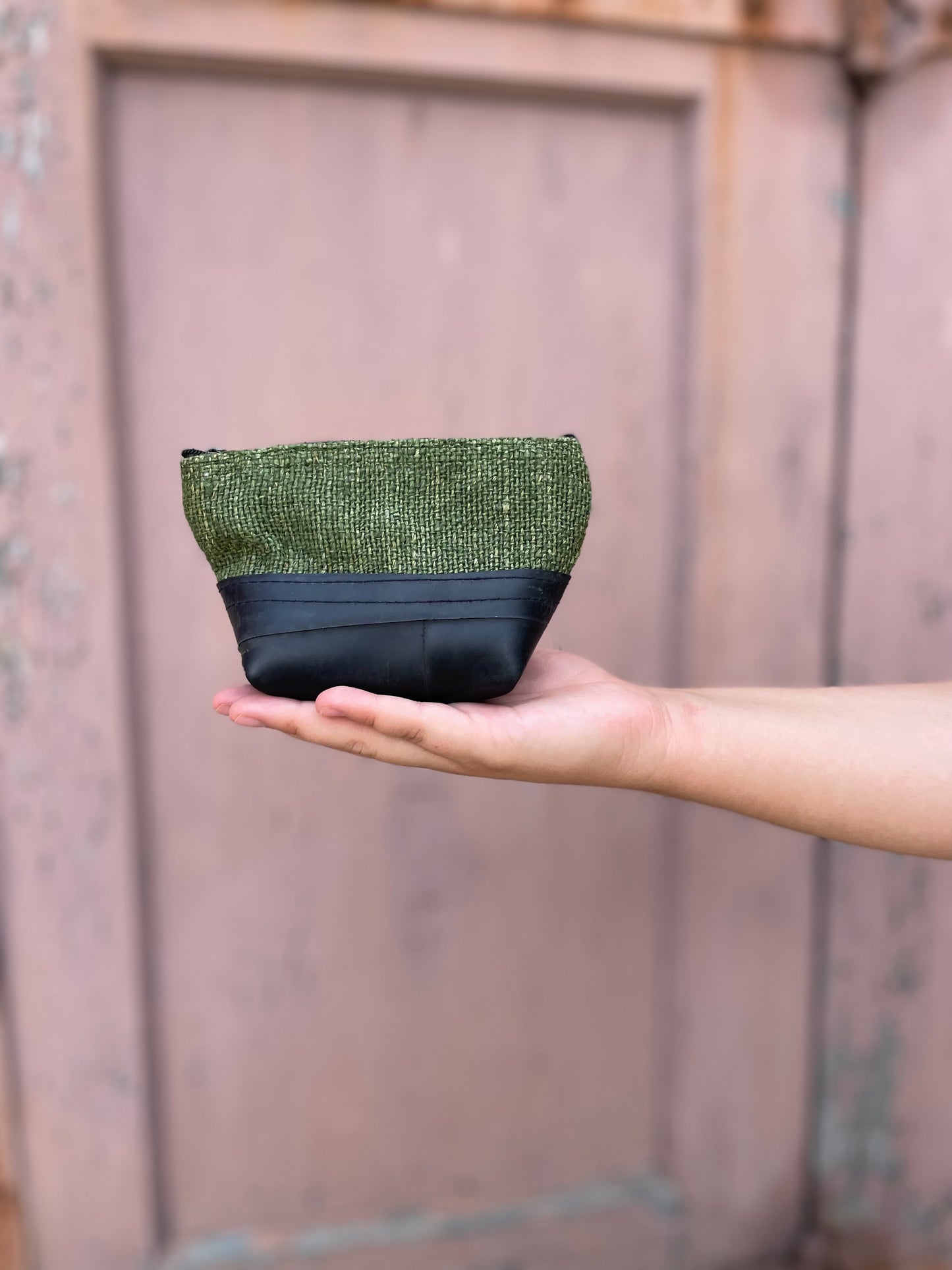 Vegan Recycled Inner Tube and Hemp Pouch