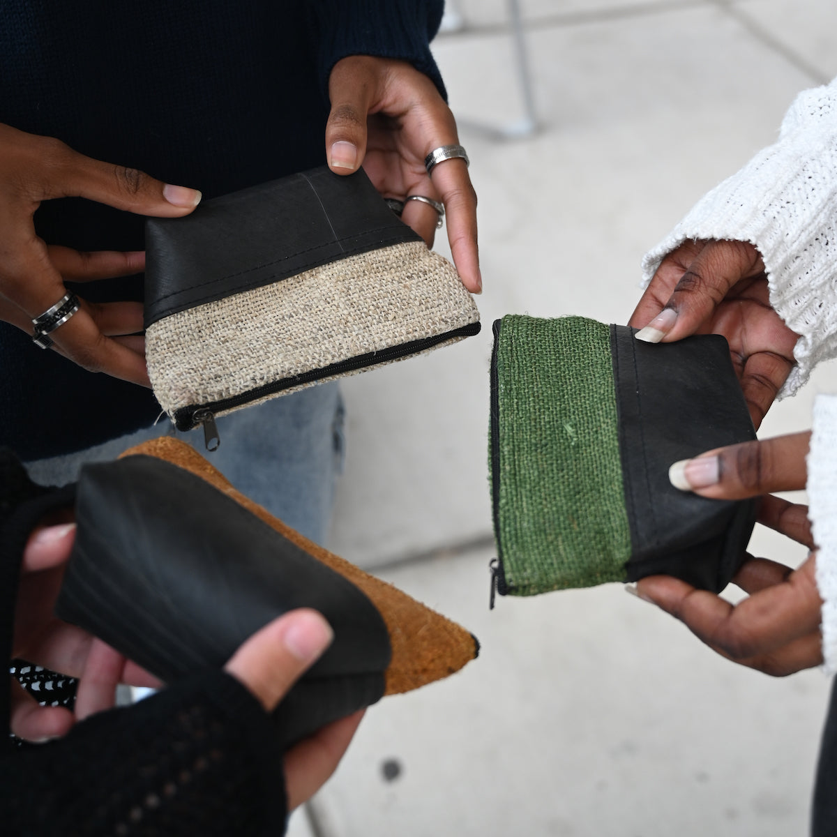 Vegan Recycled Inner Tube and Hemp Pouch
