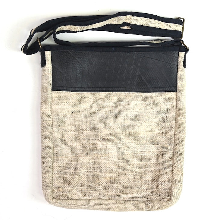 Vegan Recycled Inner Tube and Hemp Urban Crossbody Bag