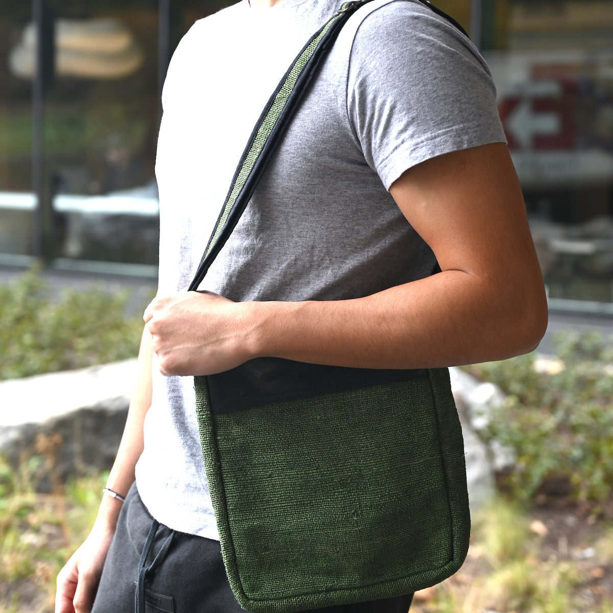 Vegan Recycled Inner Tube and Hemp Urban Crossbody Bag