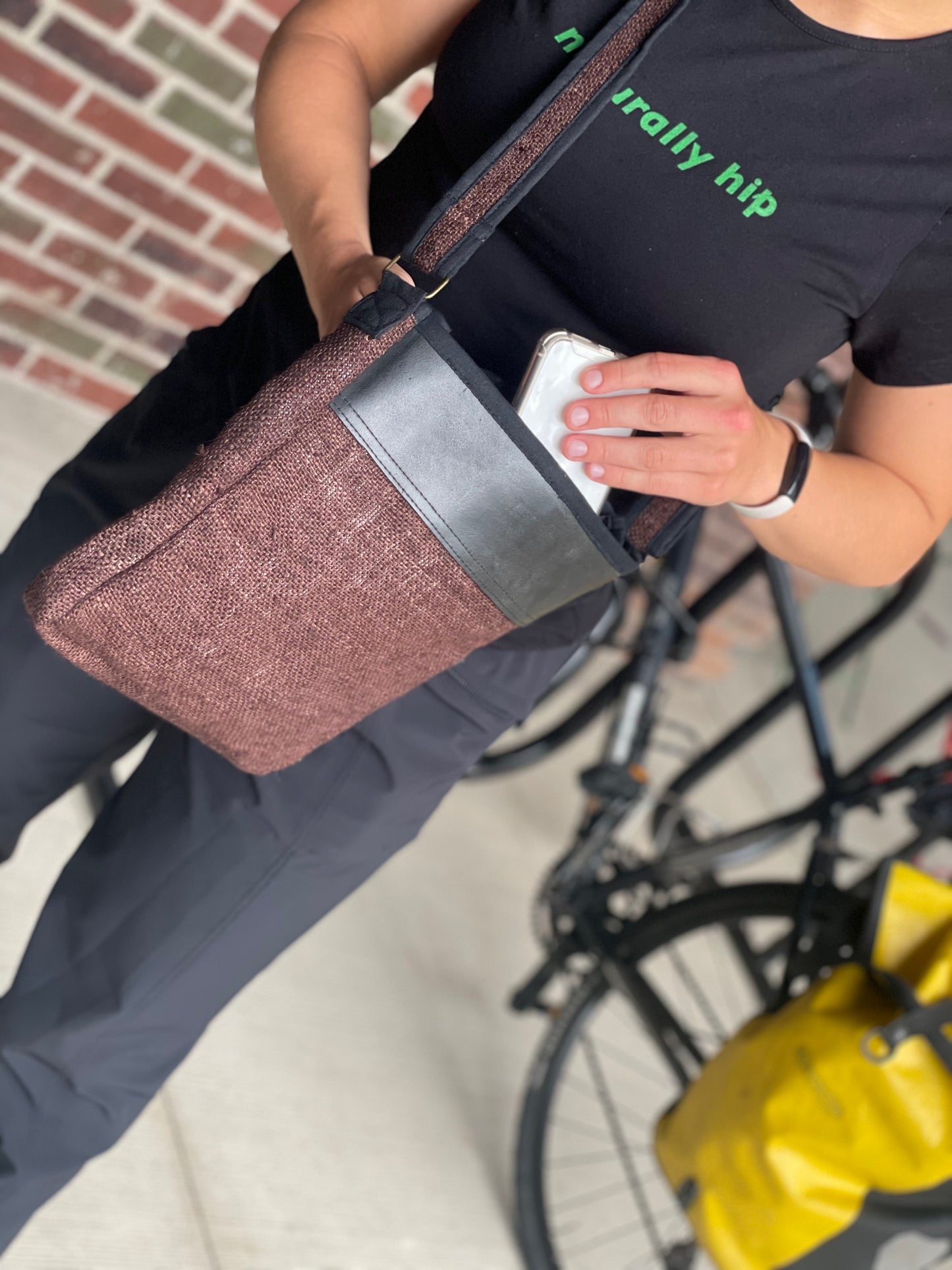 Vegan Recycled Inner Tube and Hemp Urban Crossbody Bag