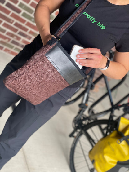 Vegan Recycled Inner Tube and Hemp Urban Crossbody Bag