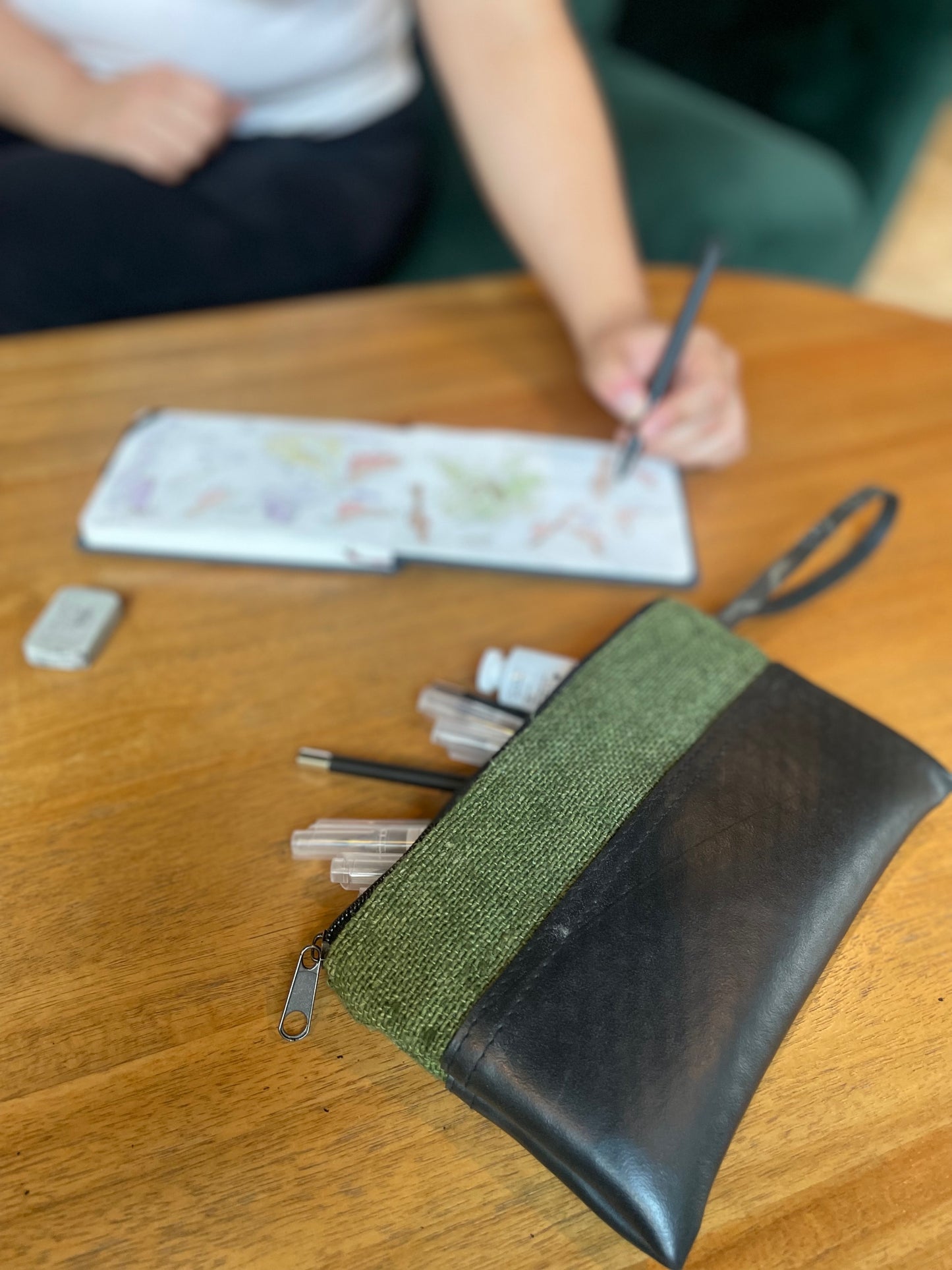 Vegan Recycled Inner Tube and Hemp Wristlet
