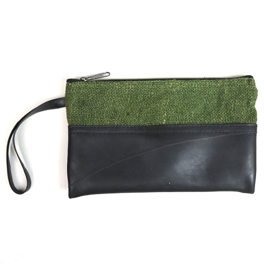 Vegan Recycled Inner Tube and Hemp Wristlet
