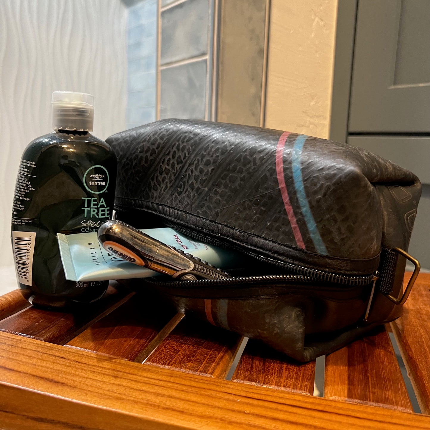 Vegan Recycled Inner Tube Dopp Kit/Toiletry Bag
