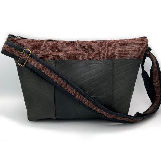 Vegan Recycled Inner Tube and Hemp Sling Bag